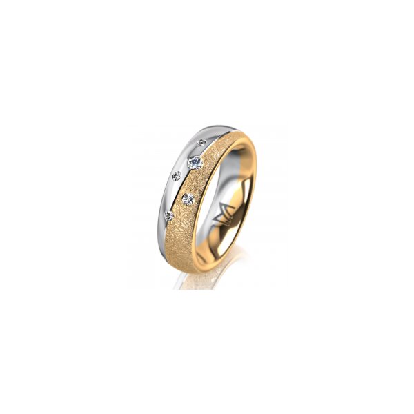 Ring 14 Karat Gelb-/Weissgold 5.5 mm kreismatt 5 Brillanten G vs Gesamt 0,065ct