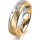 Ring 14 Karat Gelb-/Weissgold 5.5 mm sandmatt 5 Brillanten G vs Gesamt 0,065ct