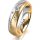 Ring 14 Karat Gelb-/Weissgold 5.5 mm sandmatt 5 Brillanten G vs Gesamt 0,065ct