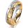 Ring 14 Karat Gelb-/Weissgold 5.5 mm diamantmatt 5 Brillanten G vs Gesamt 0,065ct