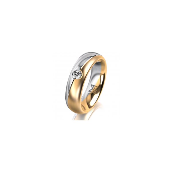 Ring 14 Karat Gelb-/Weissgold 5.5 mm längsmatt 1 Brillant G vs 0,110ct