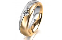 Ring 14 Karat Gelb-/Weissgold 5.5 mm l&auml;ngsmatt 1...