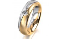 Ring 14 Karat Gelb-/Weissgold 5.5 mm sandmatt 1 Brillant...