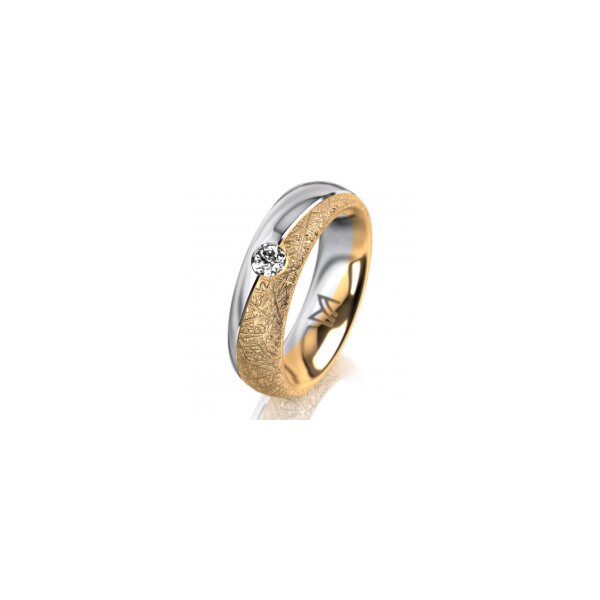 Ring 14 Karat Gelb-/Weissgold 5.5 mm kristallmatt 1 Brillant G vs 0,110ct