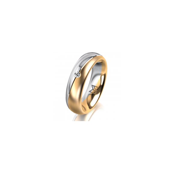 Ring 18 Karat Gelb-/Weissgold 5.5 mm längsmatt 1 Brillant G vs 0,025ct