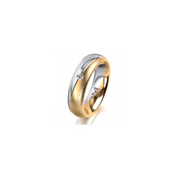 Ring 18 Karat Gelb-/Weissgold 5.5 mm sandmatt 1 Brillant G vs 0,025ct