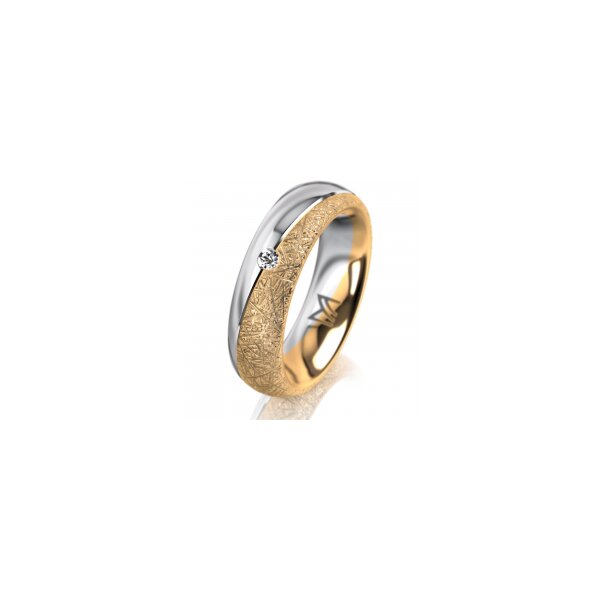 Ring 18 Karat Gelb-/Weissgold 5.5 mm kristallmatt 1 Brillant G vs 0,025ct