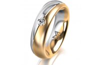 Ring 18 Karat Gelb-/Weissgold 5.5 mm l&auml;ngsmatt 1...