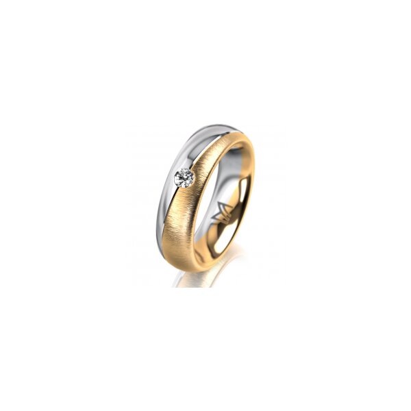 Ring 18 Karat Gelb-/Weissgold 5.5 mm sandmatt 1 Brillant G vs 0,065ct