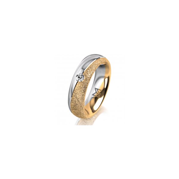 Ring 18 Karat Gelb-/Weissgold 5.5 mm kristallmatt 1 Brillant G vs 0,065ct