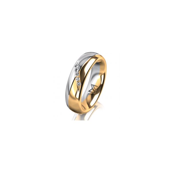Ring 18 Karat Gelb-/Weissgold 5.5 mm poliert 5 Brillanten G vs Gesamt 0,045ct
