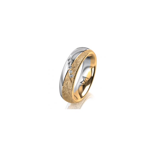 Ring 18 Karat Gelb-/Weissgold 5.5 mm kristallmatt 5 Brillanten G vs Gesamt 0,045ct