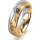 Ring 18 Karat Gelb-/Weissgold 5.5 mm diamantmatt 5 Brillanten G vs Gesamt 0,045ct