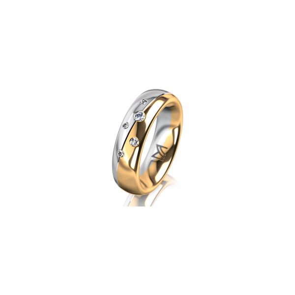 Ring 18 Karat Gelb-/Weissgold 5.5 mm poliert 5 Brillanten G vs Gesamt 0,065ct