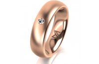 Ring 14 Karat Rotgold 5.5 mm l&auml;ngsmatt 1 Brillant G...