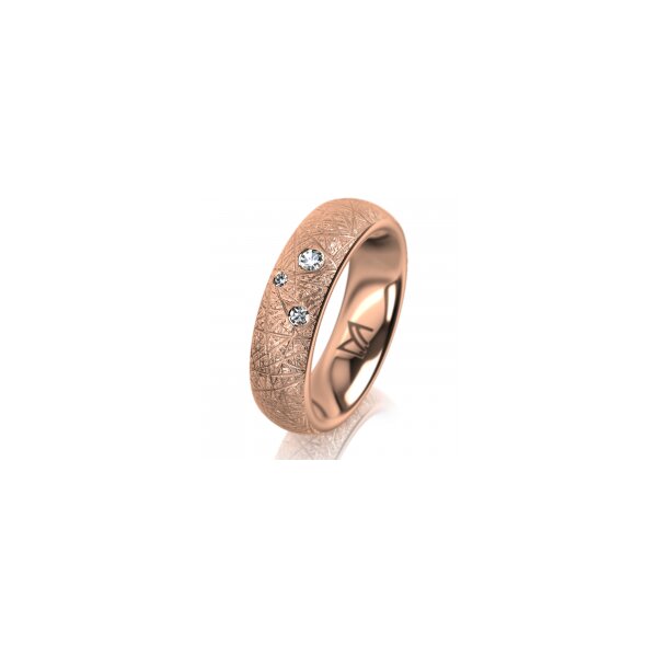 Ring 14 Karat Rotgold 5.5 mm kristallmatt 3 Brillanten G vs Gesamt 0,050ct