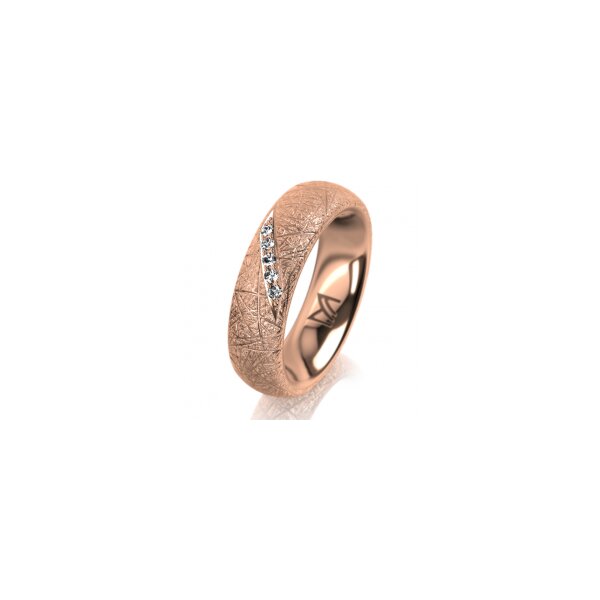 Ring 14 Karat Rotgold 5.5 mm kristallmatt 5 Brillanten G vs Gesamt 0,045ct