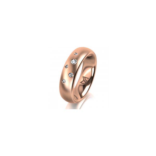 Ring 14 Karat Rotgold 5.5 mm l&auml;ngsmatt 5 Brillanten G vs Gesamt 0,065ct