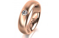 Ring 14 Karat Rotgold 5.5 mm l&auml;ngsmatt 1 Brillant G...