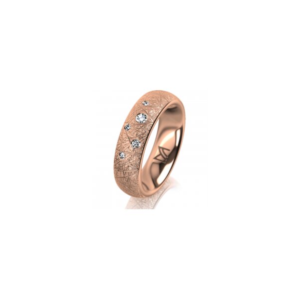 Ring 18 Karat Rotgold 5.5 mm kristallmatt 5 Brillanten G vs Gesamt 0,065ct