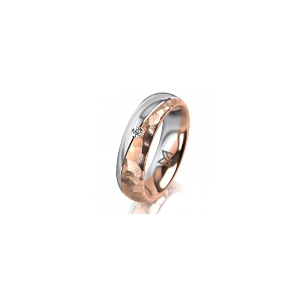Ring 14 Karat Rot-/Weissgold 5.5 mm diamantmatt 1 Brillant G vs 0,025ct