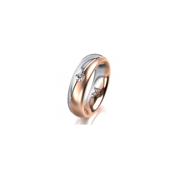 Ring 14 Karat Rot-/Weissgold 5.5 mm l&auml;ngsmatt 1 Brillant G vs 0,065ct
