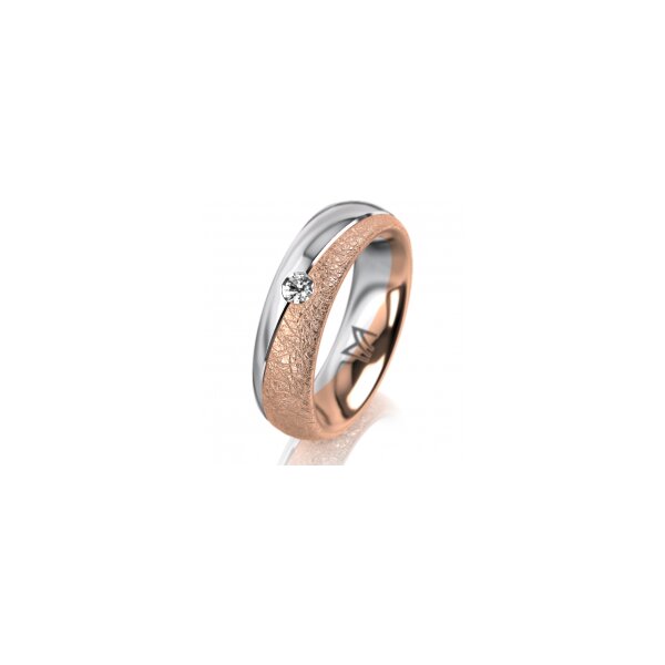 Ring 14 Karat Rot-/Weissgold 5.5 mm kreismatt 1 Brillant G vs 0,065ct