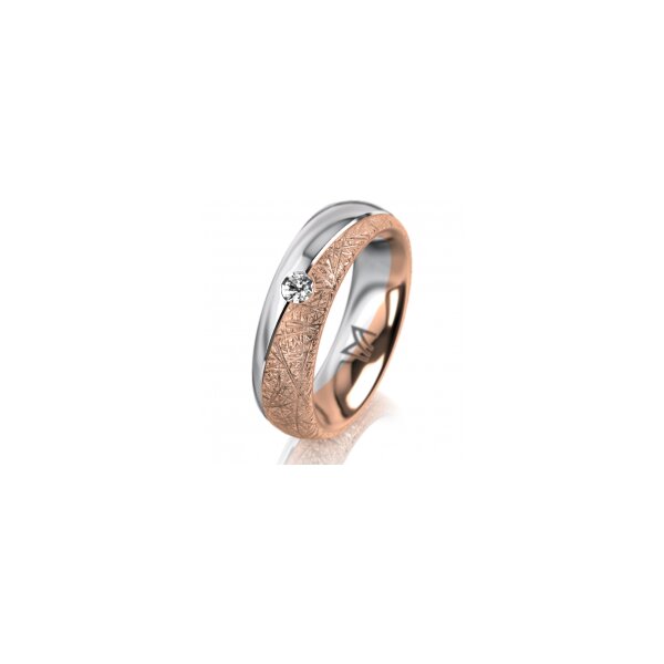 Ring 14 Karat Rot-/Weissgold 5.5 mm kristallmatt 1 Brillant G vs 0,065ct