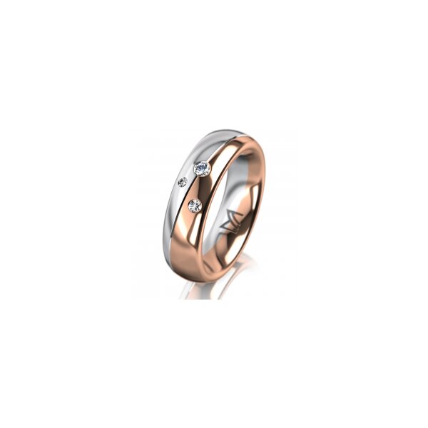 Ring 14 Karat Rot-/Weissgold 5.5 mm poliert 3 Brillanten G vs Gesamt 0,050ct
