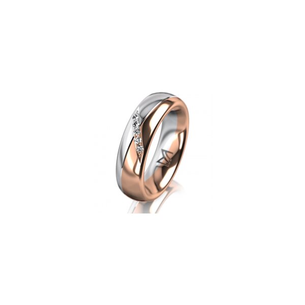 Ring 14 Karat Rot-/Weissgold 5.5 mm poliert 5 Brillanten G vs Gesamt 0,045ct