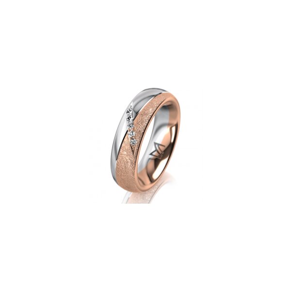 Ring 14 Karat Rot-/Weissgold 5.5 mm kreismatt 5 Brillanten G vs Gesamt 0,045ct