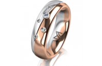 Ring 14 Karat Rot-/Weissgold 5.5 mm poliert 5 Brillanten...