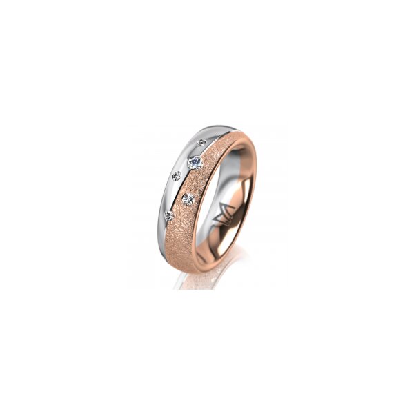 Ring 14 Karat Rot-/Weissgold 5.5 mm kreismatt 5 Brillanten G vs Gesamt 0,065ct