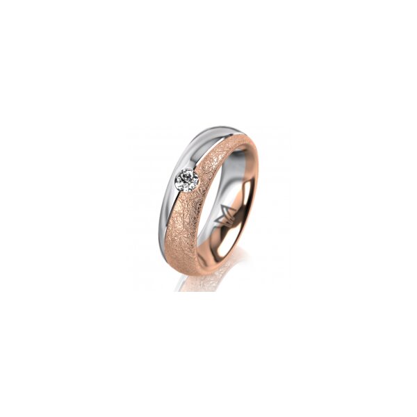 Ring 14 Karat Rot-/Weissgold 5.5 mm kreismatt 1 Brillant G vs 0,110ct