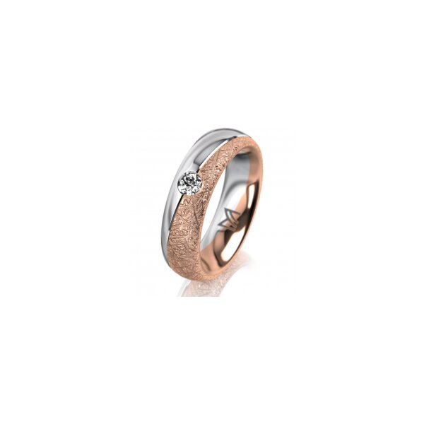 Ring 14 Karat Rot-/Weissgold 5.5 mm kristallmatt 1 Brillant G vs 0,110ct