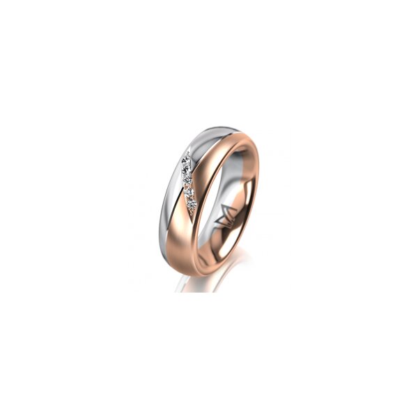 Ring 18 Karat Rot-/Weissgold 5.5 mm l&auml;ngsmatt 5 Brillanten G vs Gesamt 0,045ct