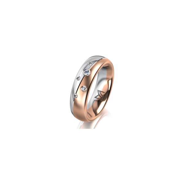 Ring 18 Karat Rot-/Weissgold 5.5 mm l&auml;ngsmatt 5 Brillanten G vs Gesamt 0,065ct