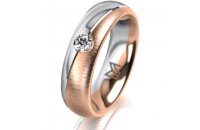 Ring 18 Karat Rot-/Weissgold 5.5 mm sandmatt 1 Brillant G...