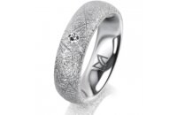 Ring 14 Karat Weissgold 5.5 mm kristallmatt 1 Brillant G...