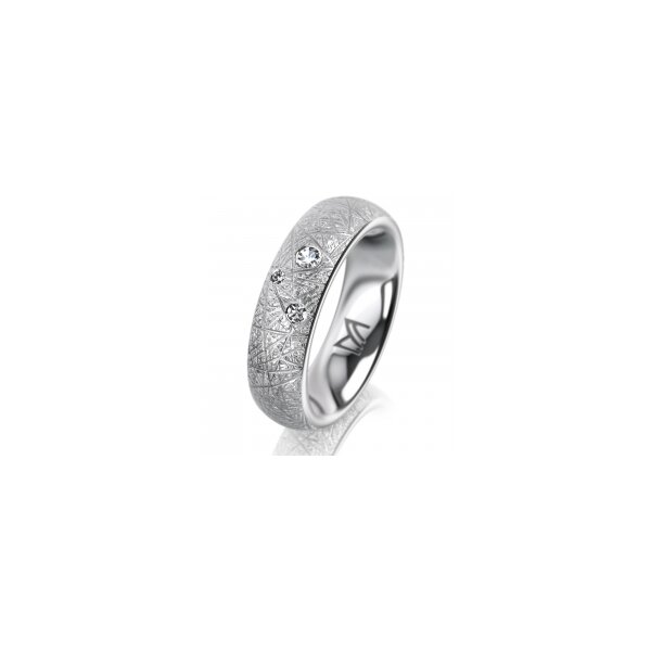 Ring 14 Karat Weissgold 5.5 mm kristallmatt 3 Brillanten G vs Gesamt 0,050ct