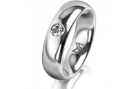 Ring 14 Karat Weissgold 5.5 mm poliert 1 Brillant G vs...