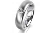 Ring 14 Karat Weissgold 5.5 mm l&auml;ngsmatt 1 Brillant...