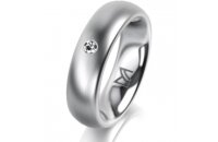 Ring 18 Karat Weissgold 5.5 mm l&auml;ngsmatt 1 Brillant...