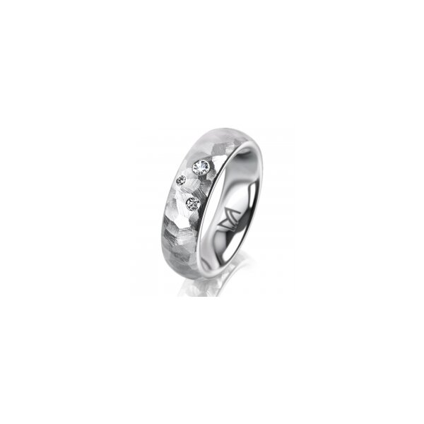 Ring 18 Karat Weissgold 5.5 mm diamantmatt 3 Brillanten G vs Gesamt 0,050ct