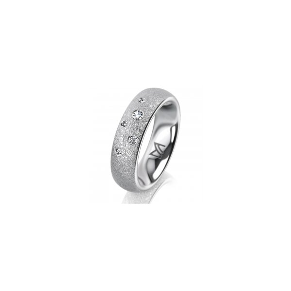 Ring 18 Karat Weissgold 5.5 mm kreismatt 5 Brillanten G vs Gesamt 0,065ct