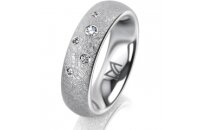 Ring 18 Karat Weissgold 5.5 mm kreismatt 5 Brillanten G...