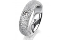 Ring 18 Karat Weissgold 5.5 mm kristallmatt 1 Brillant G...