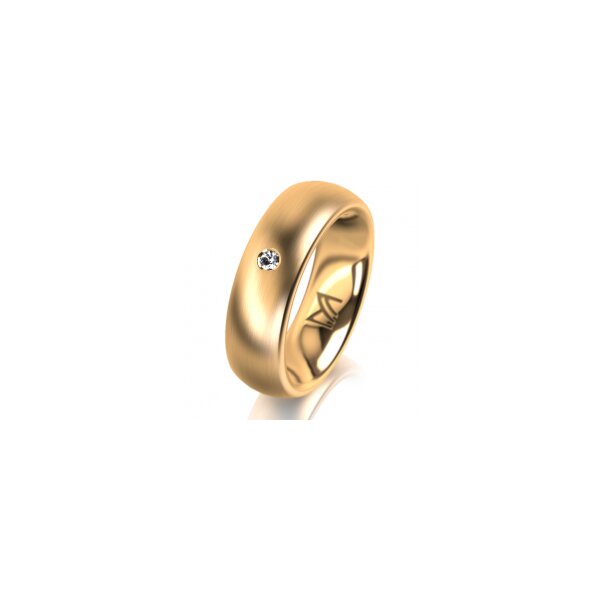 Ring 14 Karat Gelbgold 6.0 mm längsmatt 1 Brillant G vs 0,025ct