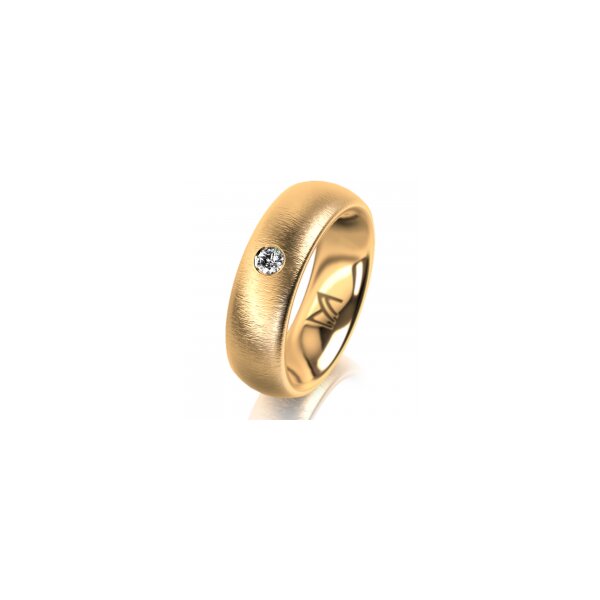 Ring 14 Karat Gelbgold 6.0 mm sandmatt 1 Brillant G vs 0,065ct