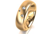 Ring 14 Karat Gelbgold 6.0 mm l&auml;ngsmatt 3 Brillanten...
